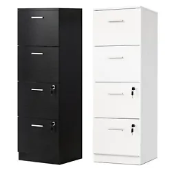 Type 1- with Lock: White, Black ,Oak File Cabinetwith 4 Drawer. Ball-bearing sliders enables you to silkily pull out or...