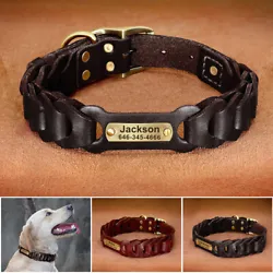 Material:Genuine leather,thick,durable 2 Colors:Brown/Red [ Durable Soft Comfort ] – This leather dog collar was made...