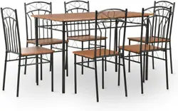 Dine in style with our elegant dining set! It consists of 1 table and 6 chairs and will be a great choice for your...