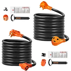 VEVOR RV extension cord adopts 100% copper wire and PVC outer layer to easily handle harsh outdoor weather conditions....