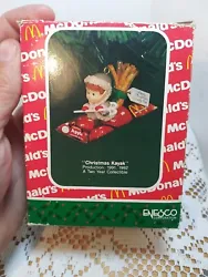 Vintage 1991 Enesco Christmas Kayak Apple Pie McDonalds Christmas Ornament. PreOwned New Condition Is Perfect Check...