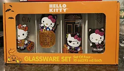Hello Kitty Halloween Glassware Set Of Four - Seasonal 10 oz Cups. Condition is New. Shipped with USPS Priority Mail.