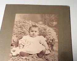 Adorable little child seated nicely in a chair draped in fur. Small Antique Photograph of Adorable Child Fur Chair, Odd...