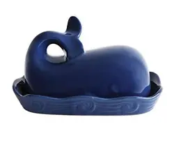 This whimsical butter dish showcases a stoneware silhouette of a whale in a glossy blue finish. Intentionally curate a...