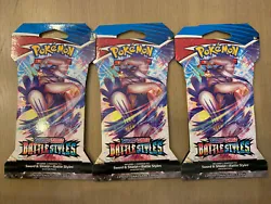 Pokemon Sword & Shield Battle Styles Booster Packs Lot Of 3 New Sealed Free Ship. Condition is 