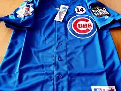 Kris Bryant BLUE color. Chicago Cubs#17. sewn Jersey. Everything is sewn on! It has DUAL Patches stitched both sleeves...