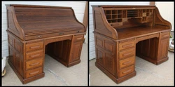 Locks are from the Corbin Cabinet Lock Co (Patented 1884). When the curtain / tambour is shut it automatically locks...