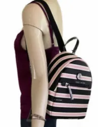 This Tommy Hilfiger backpack is designed for the modern woman on-the-go. With its pink, black, and white striped...