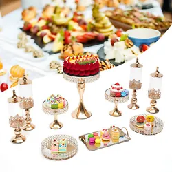 【Package Set】10pieces cake stand 1* Large cake stand with base: 11.8*H15.3 inch 2* Small cake stands with base:...