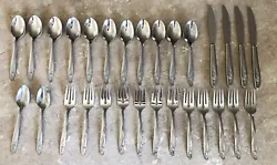 Lot 29 VINTAGE ONEIDA ROSE PATTERN STAINLESS FLATWARE SILVERWARE LOT 29 PCsPreowned very nice condition. The spoons...