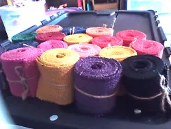 19 rolls of colored burlap/jute 2