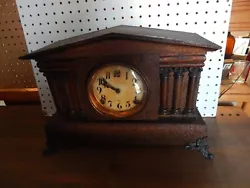 UNUSUAL FLY Antique GILBERT Shelf/Mantle Clock. Solid wood case with (I think)original finish that now is 