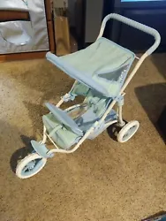 American Girl Bitty Baby Twin Double Stroller Retired Blue 2003-2006 Foldable.  Vintage retired double stroller Bitty...