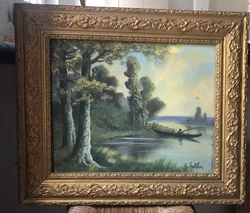 Tableau Ancien J Châtelin. Dimensions 67x57 cm environ.
