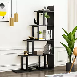 L-SHAPED DESIGN: The unique L-shape design makes this bookshelf a piece of art. 5-tier storage space satisfies various...