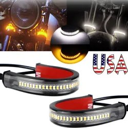 2Pcs LED Turn Signal Light. - New design with Swithback colors (White & Amber) - Operation: 12V DC - Adjustable size...