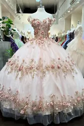 Blush 3D Flower Quinceanera/Sweet Sixteen Ball Gown Size Medium. Dress is new with tags!  Size medium measurements: ...