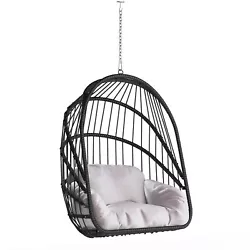 Hanging Egg Chair Rattan Basket Chair Foldable Swing Hammock Chair with Cushion. Wicker Egg Chair. Foldable backrest...