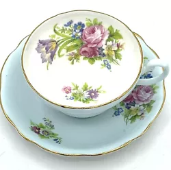Vintage 1850 EB Foley Tulip Blue Teacup Cup & Saucer Bone China England E. Brain. Excellent condition could have some...