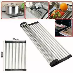 Expandable Over Sink Dish Drying Rack Multipurpose Drainer Roll Up Organizer. 1 x Drainer Rack. Over-The-Sink Stainless...
