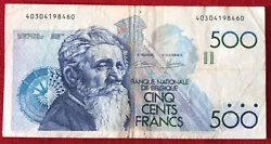 500 Francs - Billet Belge. 1 billet de 500 francs belge.