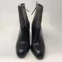 ALDO Sz 7.5 Gray Black Leather Square Toe Side Zip Block Heel Boots Women’s EUC. Shipped USPS. We do not accept...