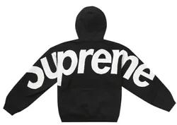 Introducing the Supreme Big Logo Jacquard Hooded Sweatshirt in black, size L. This pullover hoodie is perfect for...