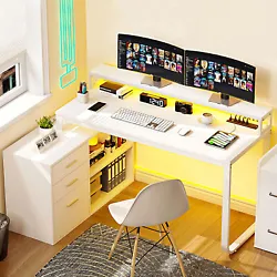 Maximize your corner space with L-shaped design, versatile as a computer desk, writing desk or gaming desk. L Shaped...
