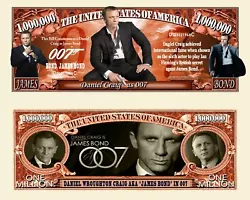 DANIEL CRAIG. Billet de collection. Le Logo 007. La photo montre le recto et le verso du billet. -Envoi soigné et...