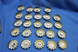 Lot of 24 metal fluted tart pans. Real nice condition. about 3 inches wide.