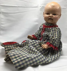 EIH CO. COMPOSITION DOLL HORSMAN DIMPLES 20” with crier, sleep eyes, and teeth…She is crazing, chipping and peeling...