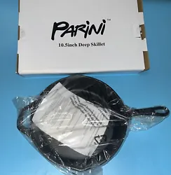 Parini Cookware Deep Cast Iron Skillet Pre-Seasoned Grill Pan 10.5