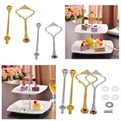 2/3 Tier Cake Stand Crown Handle Fitting Hardware Rod Plate Wedding Party. Color:Gold Silver. Due to light and monitors...