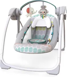 Bright Starts Portable Automatic 6-Speed Baby Swing with Adaptable Speed. Automatic baby swing comforts baby with...