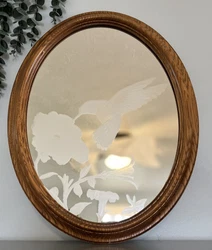 Vintage Hummingbird Frosted Mirror. Beautiful accent to most any room in your home a vintage frosted mirror. Slight...