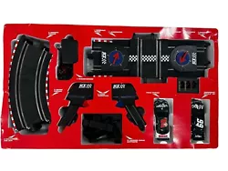SCX 1/43 Scale Compact Nascar Tri Oval Super Speedway Slot Car Set. 1 of the 12 banked support curves are missing....