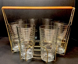 Libbey tumbler glasses in ribbed striped clear patternAll glasses have singular circle libbey mark and are numberedNo...