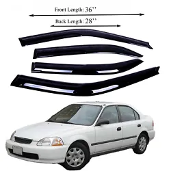 Honda Civic 1996-2000. Keep rain and wind out while windows are open. 4 PCs Tape-on window visors. Carefully aligning...