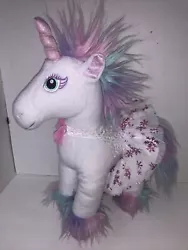 Build a Bear Beary Fairy Friends UNICORN Rainbow w/ Sequin Tutu Dress. This is a used played with plush from Build A...