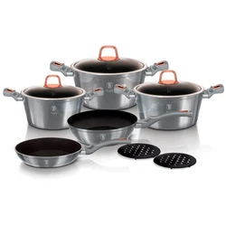 Batterie de Cuisine à Induction 10 Pièces Aluminium Antiadhésif sans PFOA Berlinger Haus Moonlight. Fabriqué en...