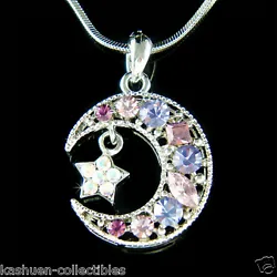 DIAMANT simulé / Strass autrichien CRESCENT MOON avec pendentif étoile pendante avec cristaux Swarovski et collier...