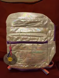 New Wonder Nation Girls Iridescent Rainbow Quilted Backpack School Bag 2 Pocket. Condition is 