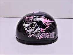 Skid Lid Original Lethal Threat Bad to the Bone Helmet Black/Pink Small 646945.