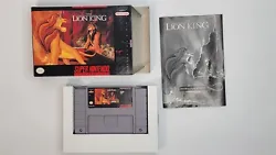 Very minor flaws, its in excellent working condition.  The Lion King Super Nintendo SNES in Box Disney very good...