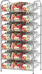 【Large Capacity】Our can rack organizer can hold up to 84 cans. The scattered cans in the cupboard will be organized...