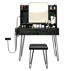 【Thoughtful Design】 -- The dresssing table set is equipped with makeup storage organizer and hair dryer holder,...