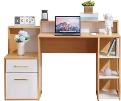 Top Material Type Engineered Wood Number of Drawers 2. Shape Rectangular Desk design Writing Desk. ivinta Modern Ofiice...