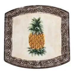 Island Plantations Pineapple Hand Painted Ceramic Plate Trivet Tray Plaque.
