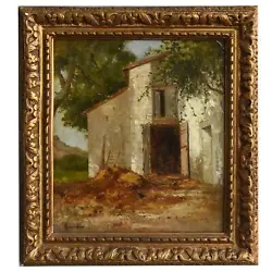 Entrance of the barn T. Jourdan oil painting on isorelle 30.5x35 cm frame 41x45 cm