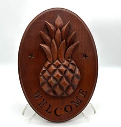 Plaque Looks Like Its Made Of Carved Wood But Actually Is Not, Possibly Pressed Wood Unsure Of The Material.